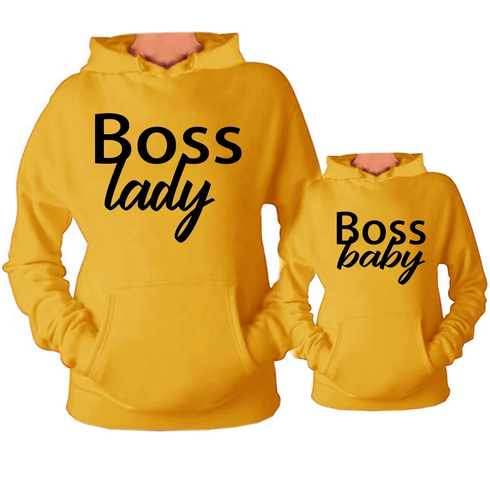 

Trending "Boss Baby" Solid Mommy and me Outfits Baby Girls Fall Sweaters Boutique Clothing Women Hooded Pullover, Customized colors