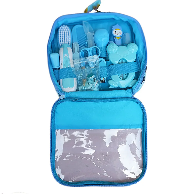 

Hot Sale BPA free Baby Products 12pcs Baby Nail Scissors Toothbrush Comb Brush Set Bag Portable Convenient Soft Baby Care Kit