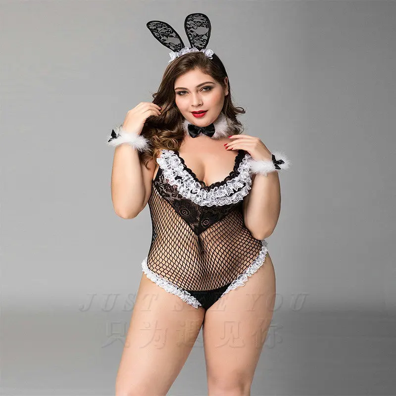 

Net clothing lace stitching large size sexy bunny girl cosplay uniform temptation spot