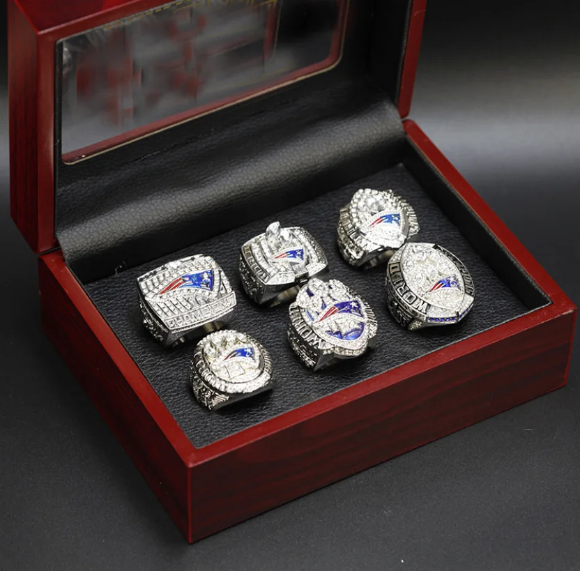 

The SuperBowl NFL 2001 2003 2004 2014 2016 2018 New England Patriots Tom Brady version 6pcs champion rings set ring