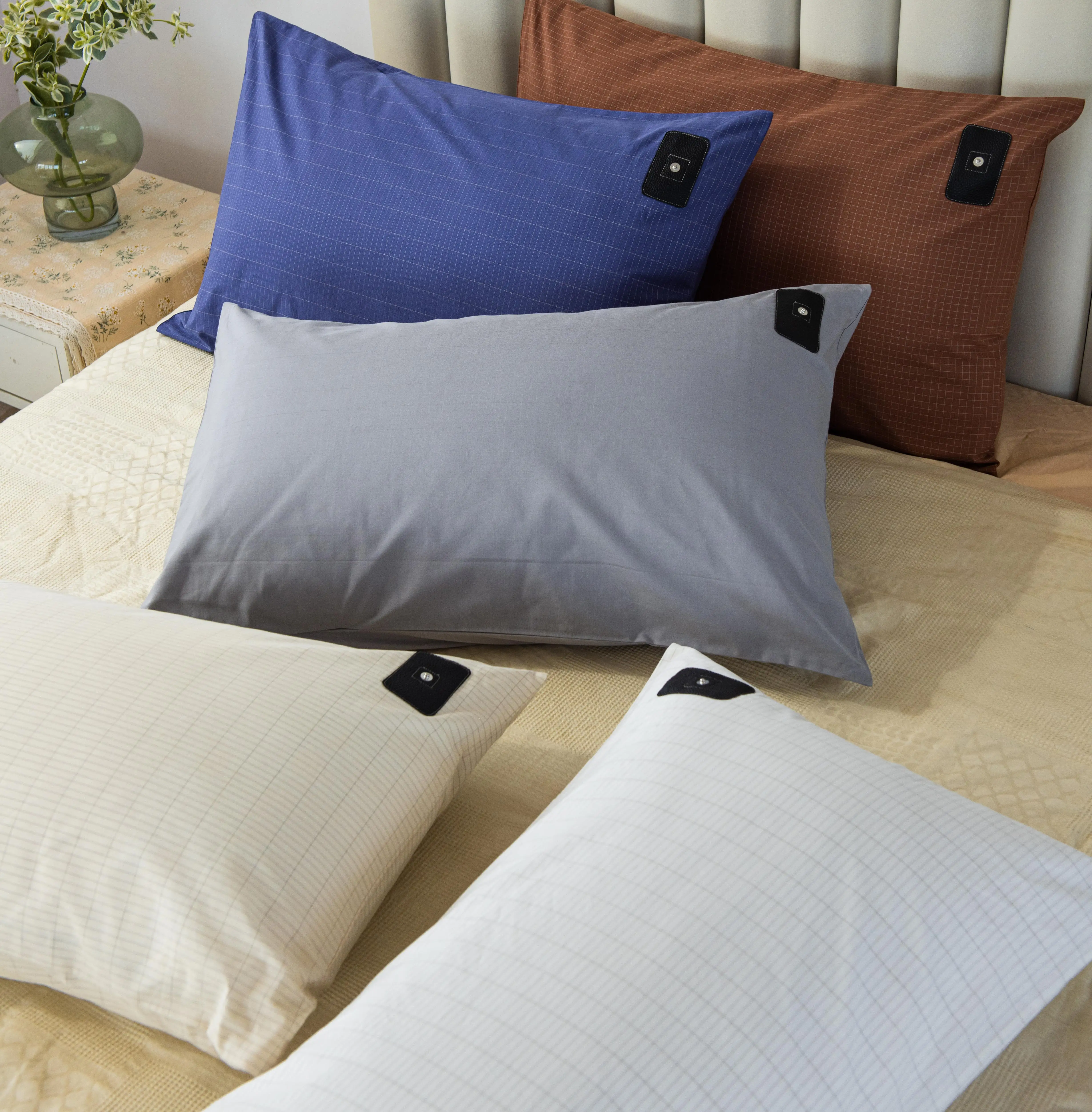 Silver Cotton Conductive Earthing Grounding Pillow case Include a 4.5M Grounding Cord