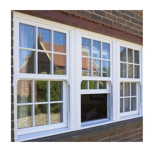 

White Double Hung Vertical Sash Window French Glass windows Aluminum Up Down Sliding aluminum swing window