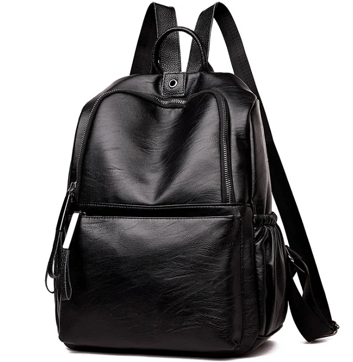 

Waterproof school bag leather backpack black travelling back pack bags