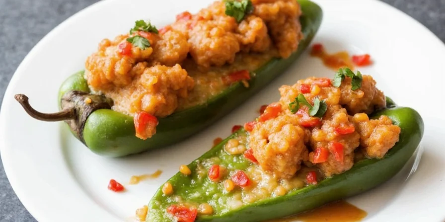 Vegetarian quinoa and mushroom stuffed poblano