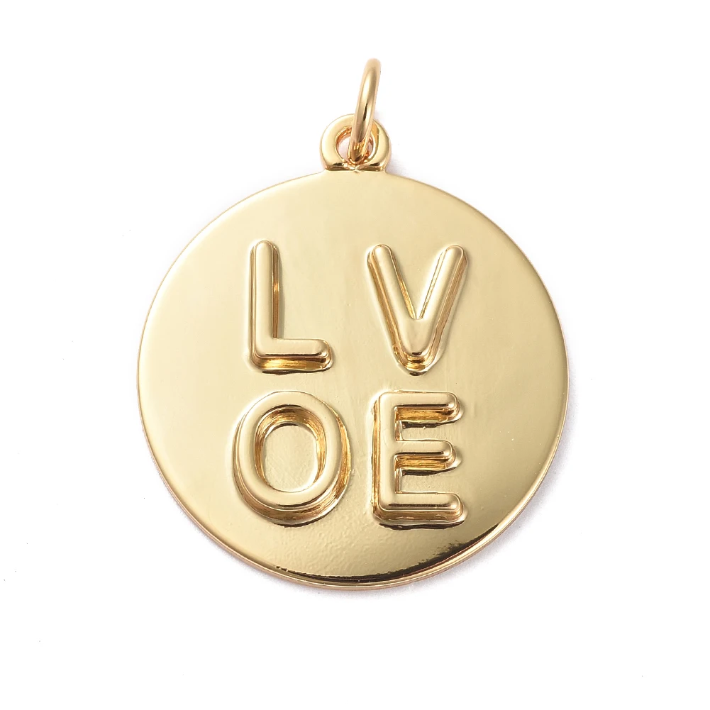 

PandaHall Long-Lasting Valentine Theme Brass Pendants, Real gold plated