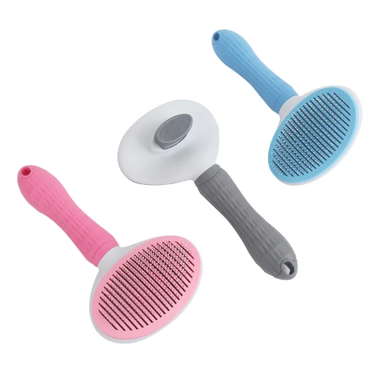 

Best Selling Pet Grooming Shedding Brush Pet Self Cleaning Brush, Pink,blue,gray