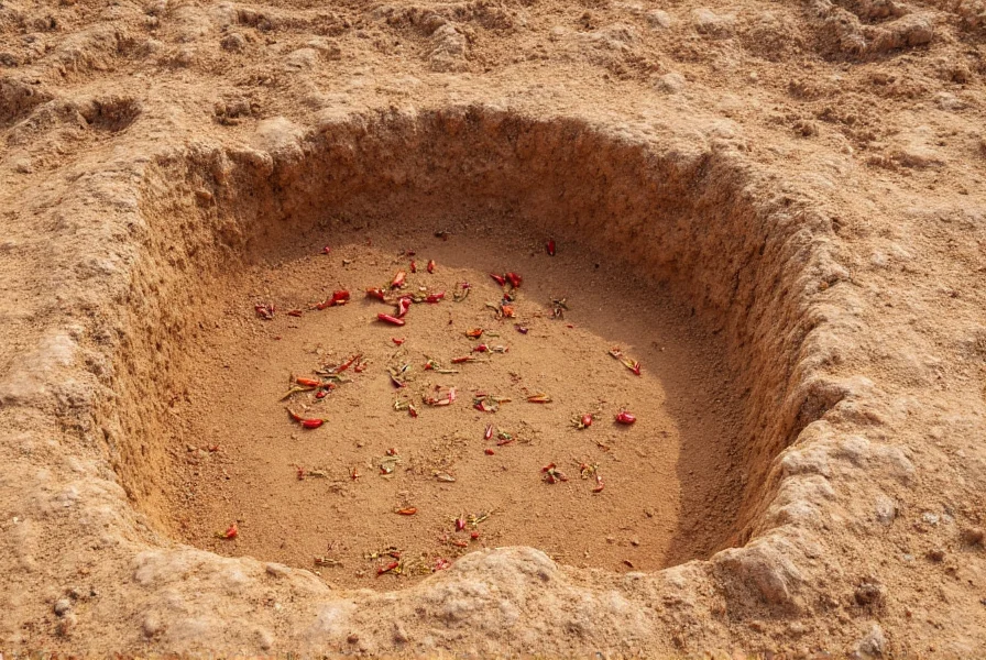 Archaeological excavation site showing ancient chili pepper remains in Mexico