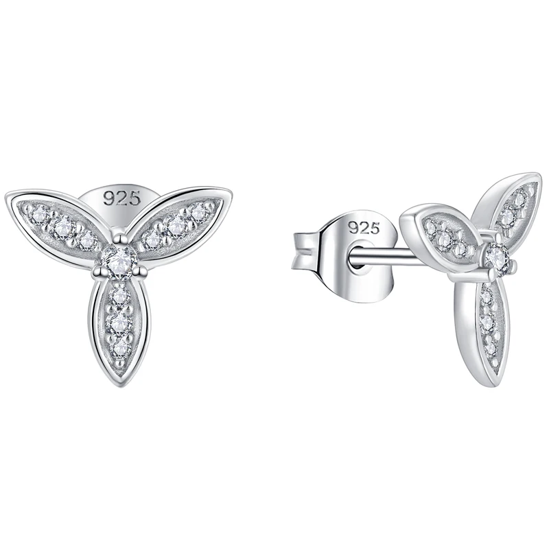 

Custom Romantic Plant Flower Stud Earrings Jewellery 2021 Wholesale Earrings Gifts Rhodium Plated 925 Sterling Silver for Women
