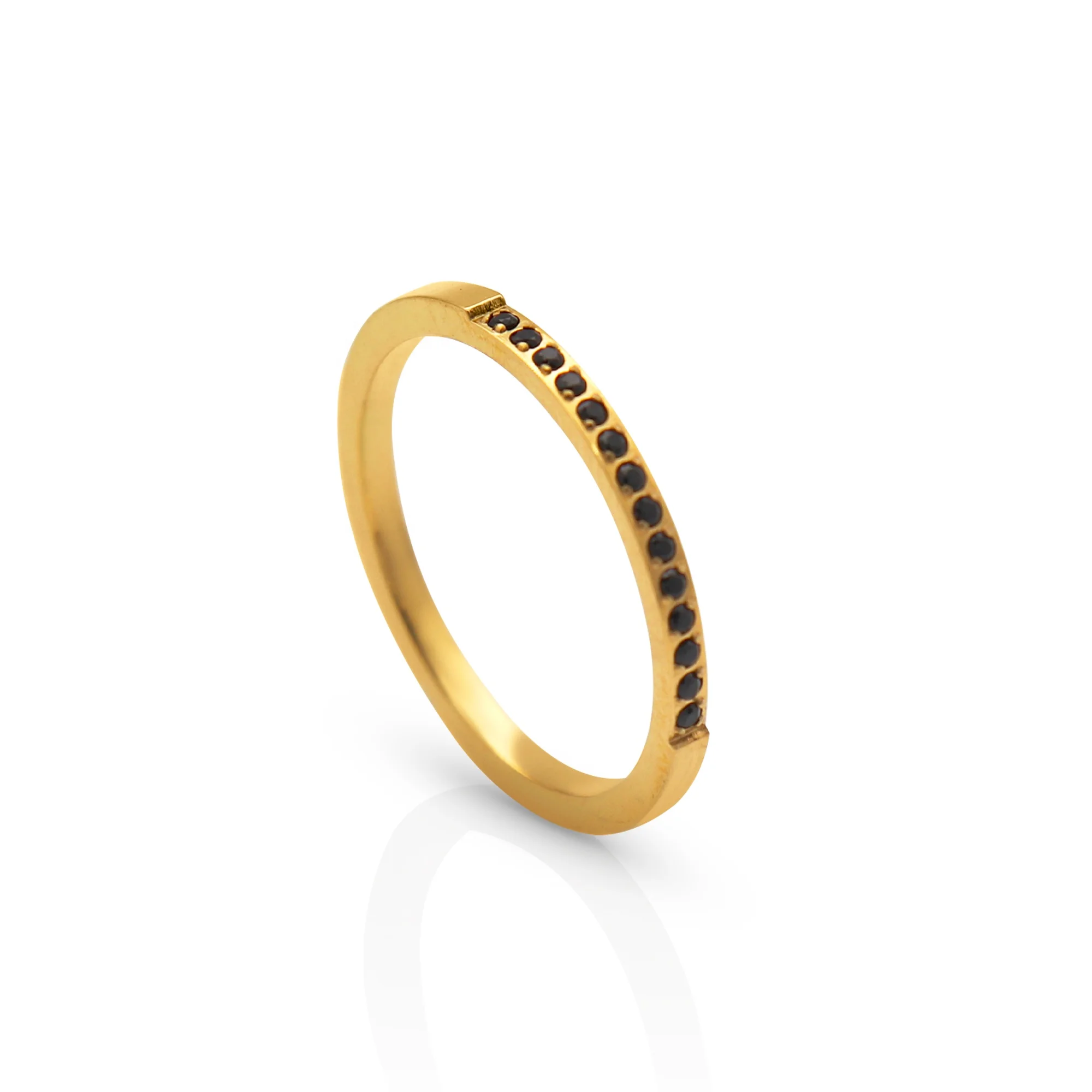 

Chris April Fashion Jewelry Micro-inlaid zircon 316L stainless steel PVD 18K gold plated finger ring