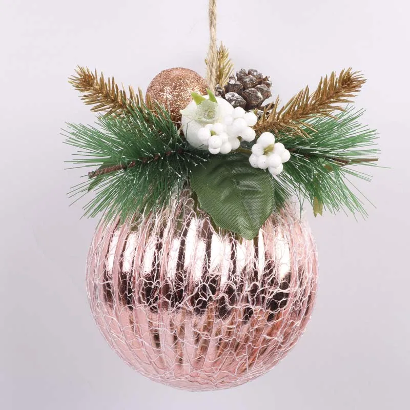 

Hot sale Rose gold cloth wrapped Christmas Ornaments Baubles Balls Christmas Tree Decoration Ornaments