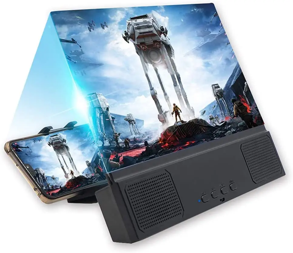 12Inch Phone Screen Magnifier HD Video Amplifier Portable Foldable Phone Magnifier Screen For All Mobile Phones 4-6X Enlargement Ideal For Home