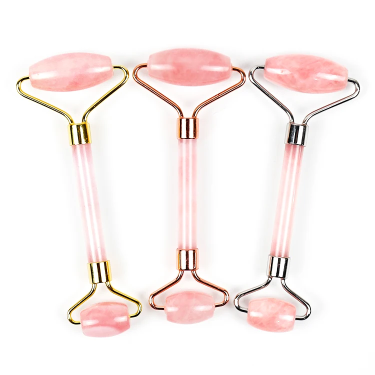 

best sellers jade roller set 100% rose quartz gua sha jade roller for face pink color skin care jade roller