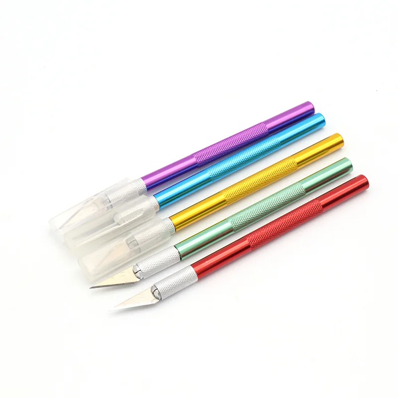 

Nail Craft Blade Cutting Hardware Tools Small Blade Carving Knife Stainless Steel Nail Cuticle Knife Pusher, 6 colors