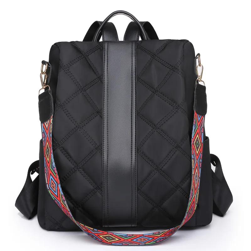 

2022 Fashion Embroidery Rhombus Quilted Waterproof Small Backpack Women Aztec Shoulder Strap Anti Theft Travel Backpack