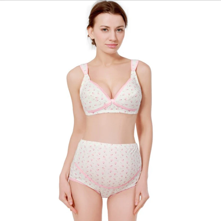 

Cotton maternity underwear breastfeeding bra for nursing pregnant women, Skin//pink/sky blue