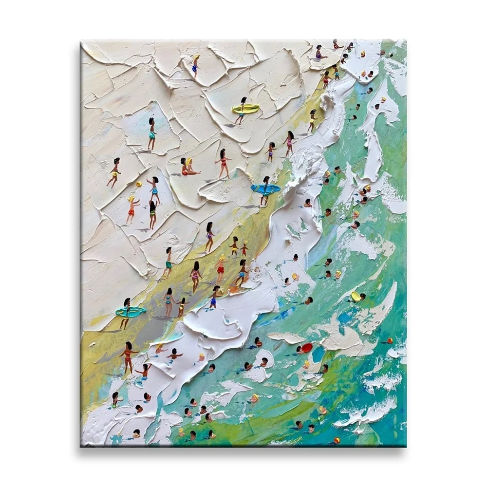 Hand Made Modern Beach  3D Palette Knife Hotel Wall Decorations Home Canvas Wall Art Painting