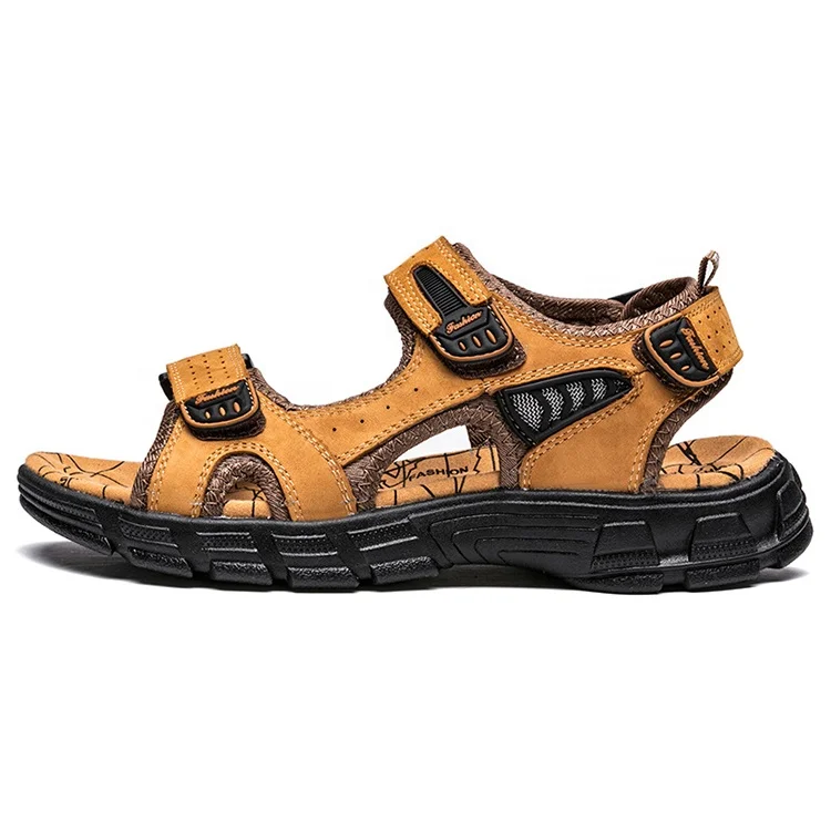 

Hot Sale men's large size leather Lightweight HOOk&LOOP Summer Outdoor sports sandals
