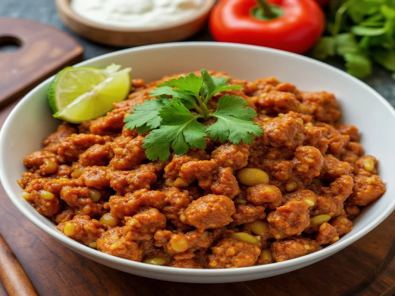Homemade chipotle bowl with cilantro and lime garnish