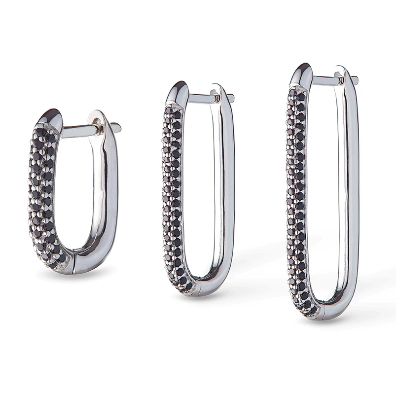 

Gemnel hot selling 925 sterling silver 18k gold cubic zirconia u hoop square earrings set