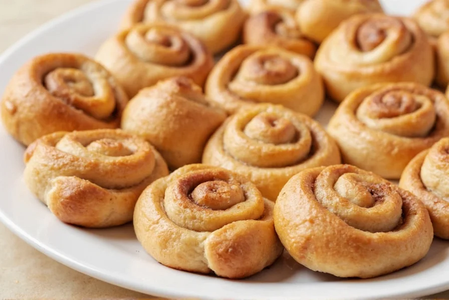 Step-by-step yeast activation for cinnamon scrolls showing foaming mixture in measuring cup