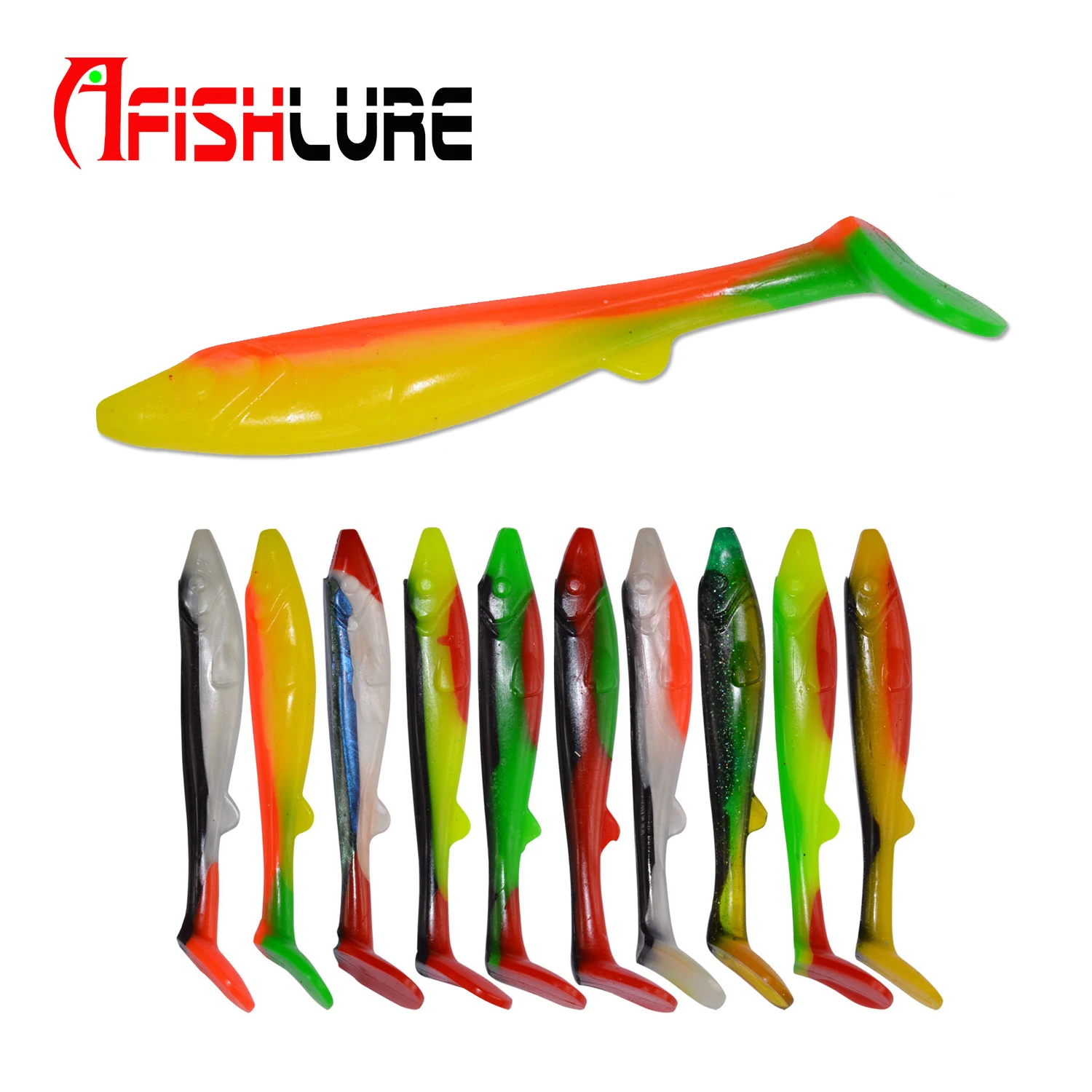 

soft lure plastic bait soft fishing lure 100mm 8g 3pcs sea swimbait gummifisch float Handmade bait, 10 colors