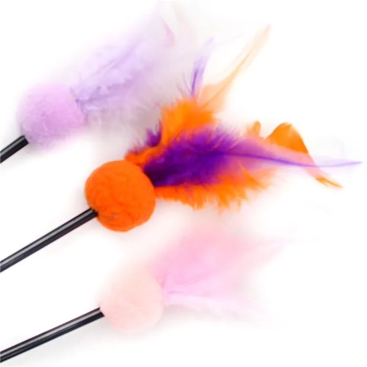 

Hair Ball Manufacturer Wholesale Spot Cat Interactive Feather Plastic Funny Cat Stick Toy, Picture showed