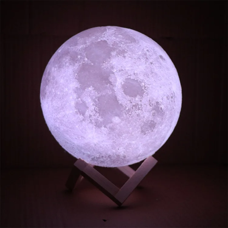 PAT RGB Newish Modern Desk Wood Holder Christmas Decor Magnetic Rechargeable Custom Led Lunar Shape Night starry sKY 3D Moon Lam