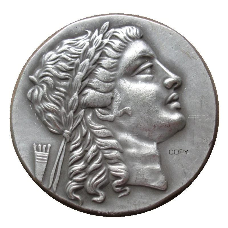 

G(12) Reproduction Ancient Greek Tetradrachm Coin from Myrina Aeolis - 150BC Silver Plated Coins