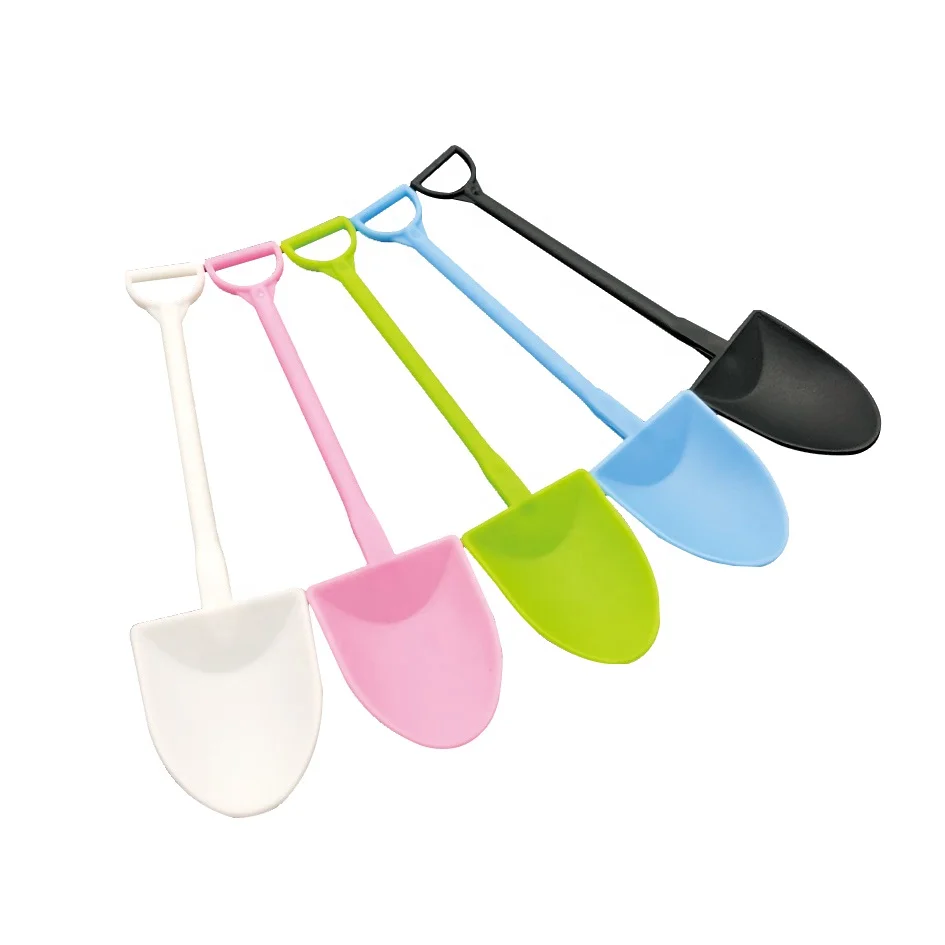 

Colorful disposable plastic ice cream/ cake shovel spoon cheap, Pink. green, black, blue, white, red