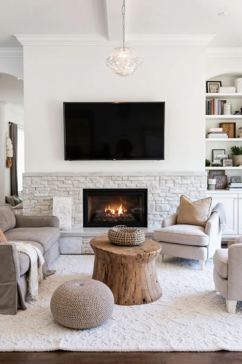 Balancing fireplace and TV as focal points
