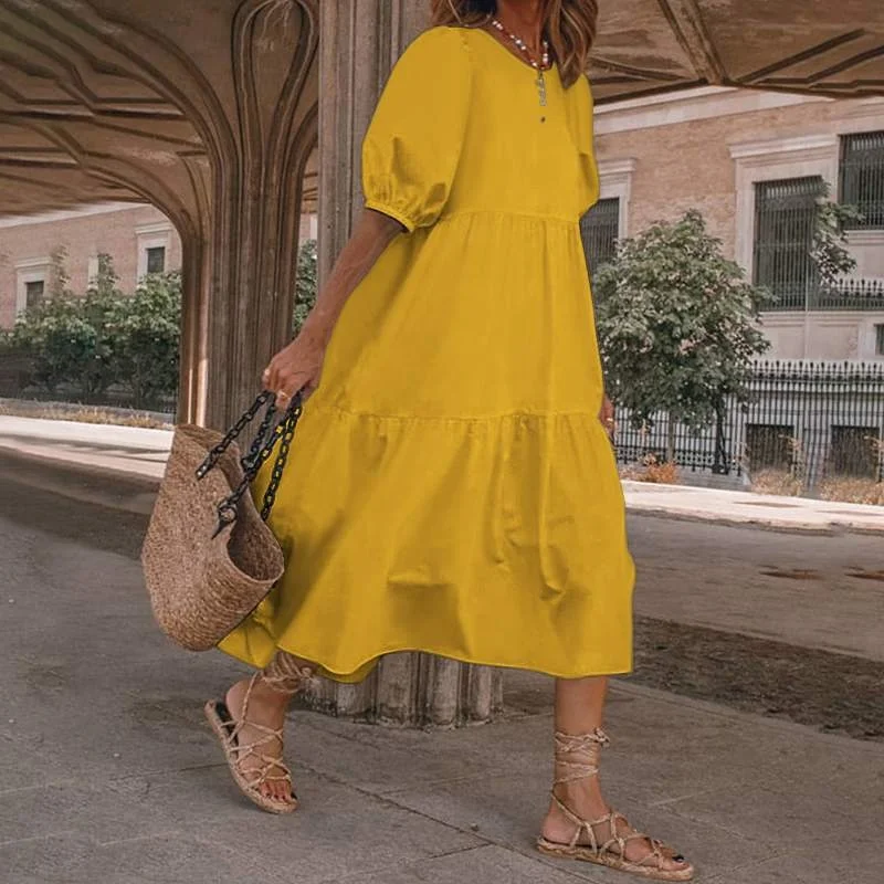 

10 colors S-5XL women casual dresses summer Vintage casual dress bohemian Cotton Linen Sun Beach plus size dress, Picture color