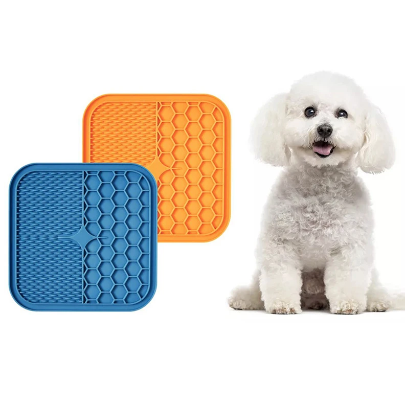 

Amazon Hot Sell Silicone Puppy Lick Mat Dishwasher Safe Licking Pad Anxiety Relief Dog Lick Mats With Strong Suction, Blue/orange/any pantone color