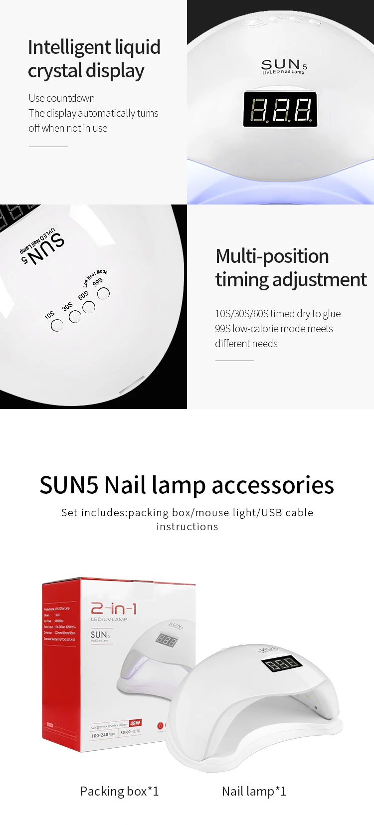 2020 Wholesale Sun Gel lampara Nail Lamp UV Light For nails 48W LED New style Automatic Sensor Uv Led Nail Lamp polish colour