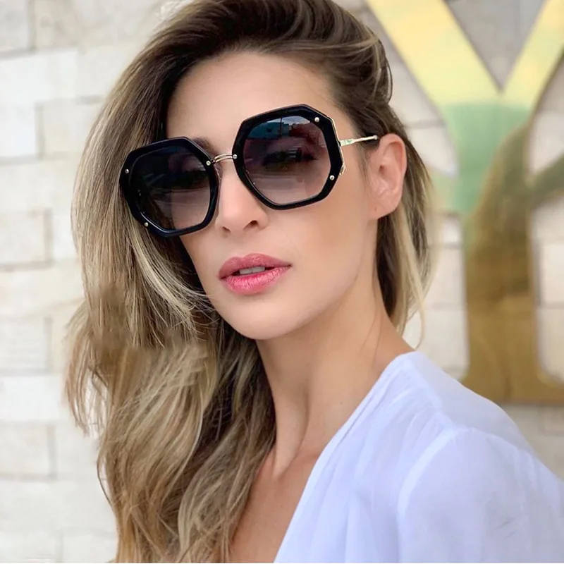 

trendy big polygon sun glasses fashion square shades unisex custom logo sunglasses women