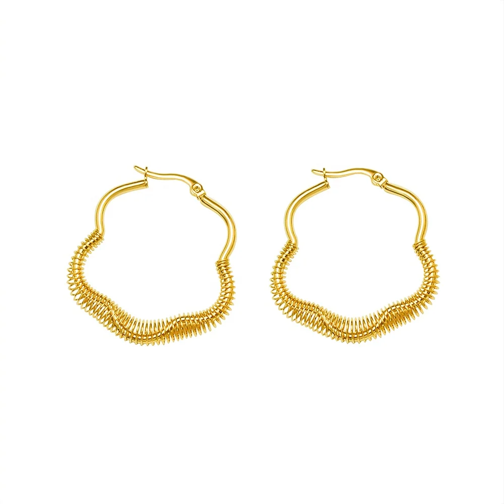 

Unique Creative Spring Wire Earrings Women Stainless Steel 18K Gold Plated