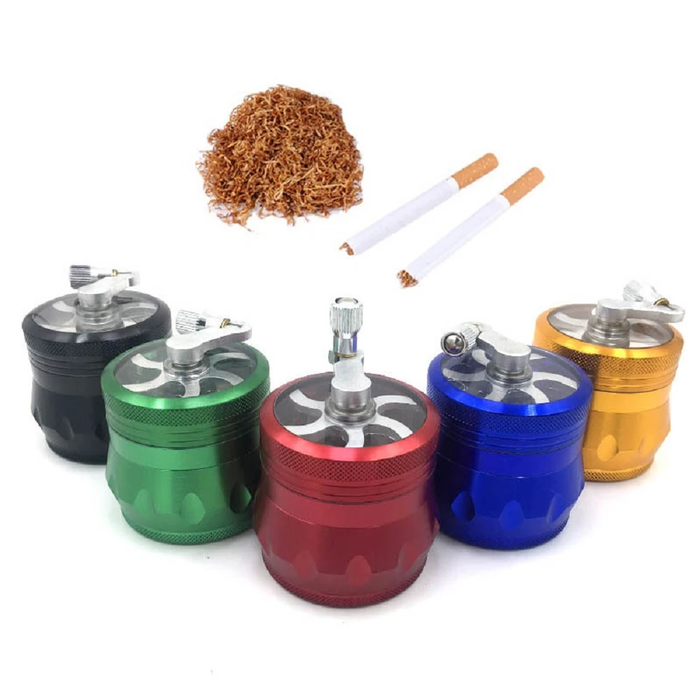 

55 Mm 4-layer Weed Grinder Herb Grass Portable Tobacco Grinder Crusher Aluminum Alloy Grinders Lighters Smoking Accessories, Mix color