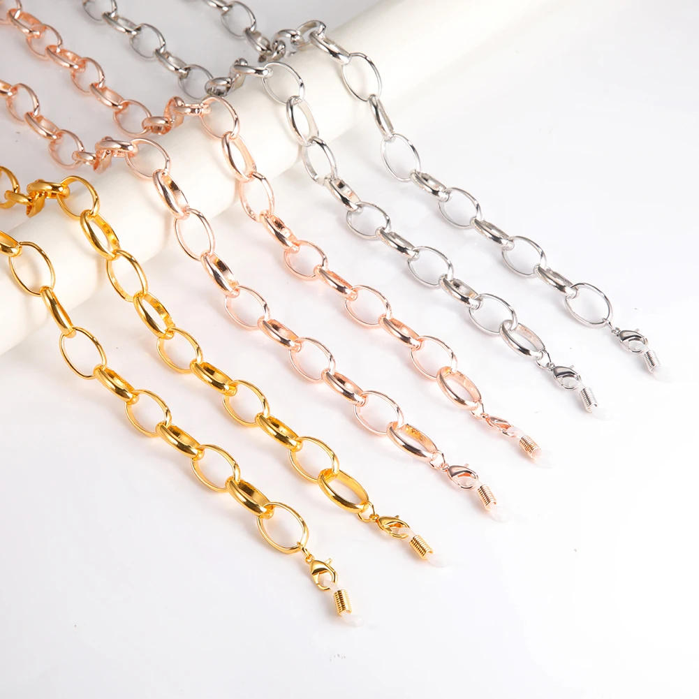 

Stylish Metal Oval-Shaped Chain MaskStrap Hanger Accessory Decorative Eyeglass MaskChains For Women Teen Girl Kids With Clips