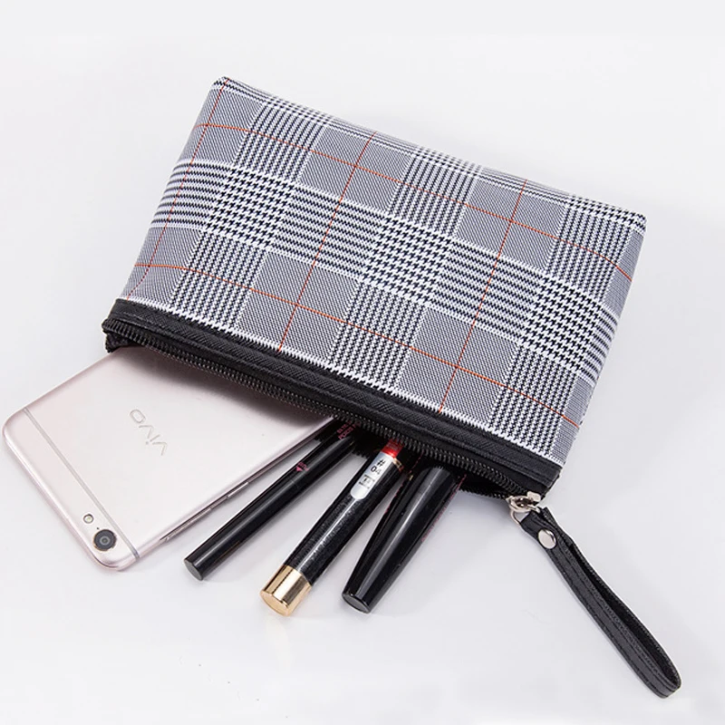 

Waterproof Tartan Check Plaid Printed PU Leather Cosmetic Makeup Pouch Beauty Organizer Bag, 4 choices