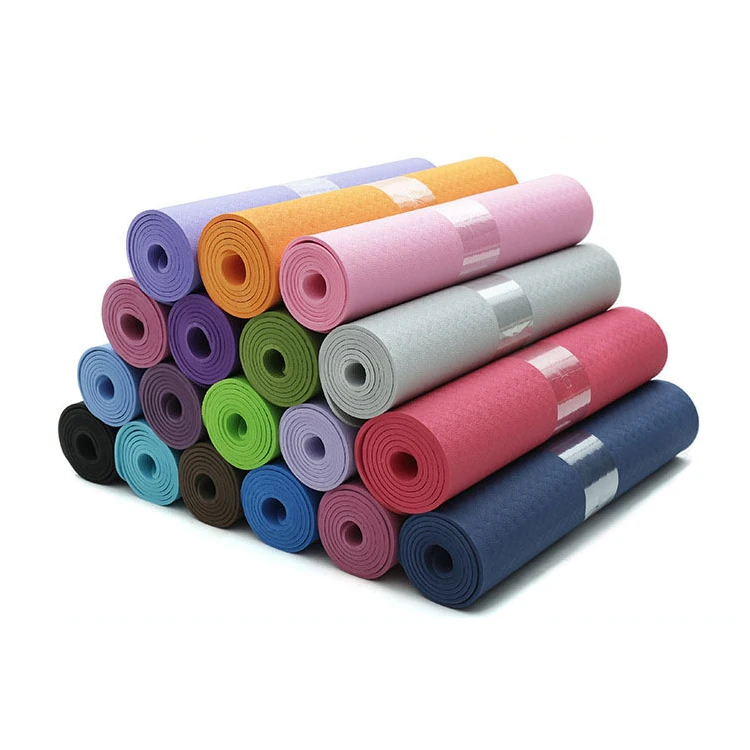 

FITOP custom logo anti slip natural eco friendly tpe durable layer yoga mat supplier, Light purple, black, blue