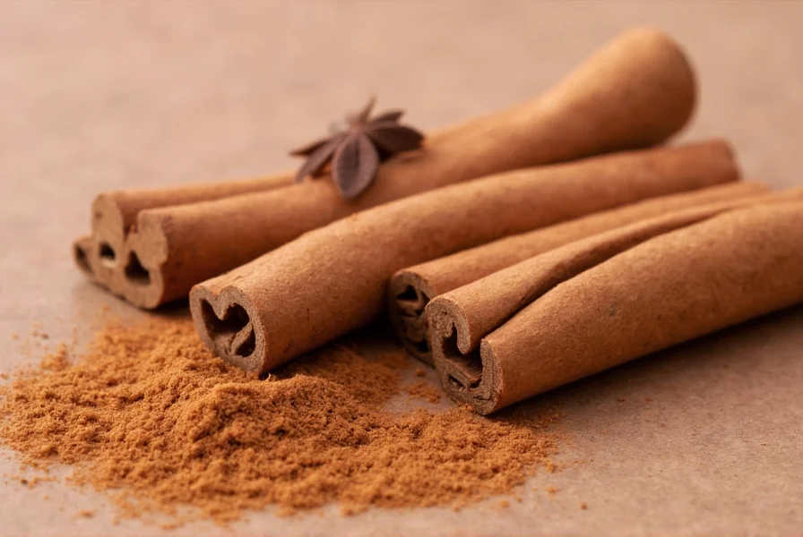 Close-up comparison of fresh versus expired cinnamon showing color and texture differences