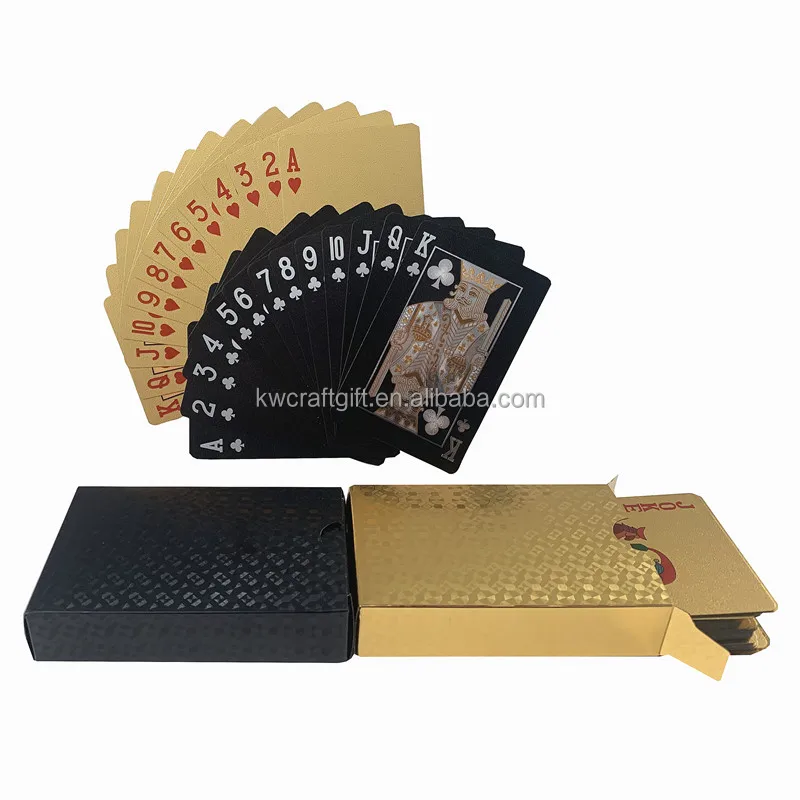 

Casino party game New simple design plastic gold silver black foil playing poker cards