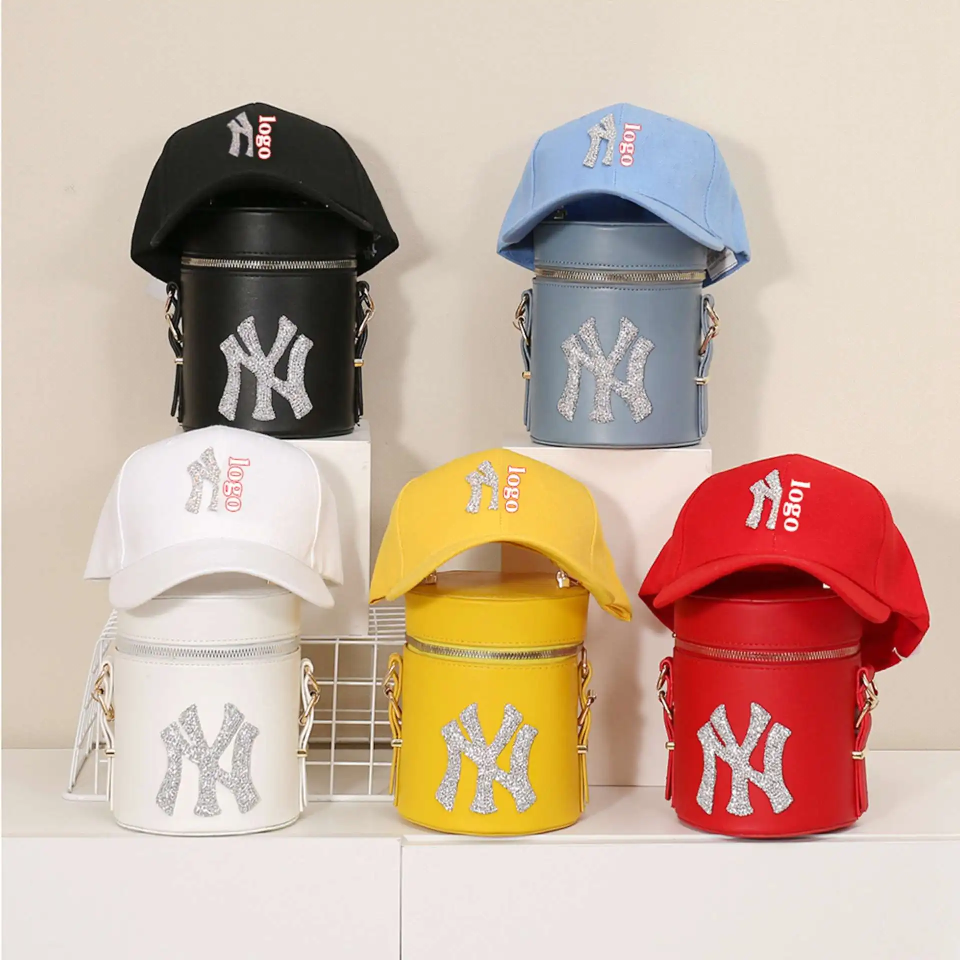 

New Arrival Fashion High Quality Bucket Bags Women Handbags Cheap Purses Matching Hat Set