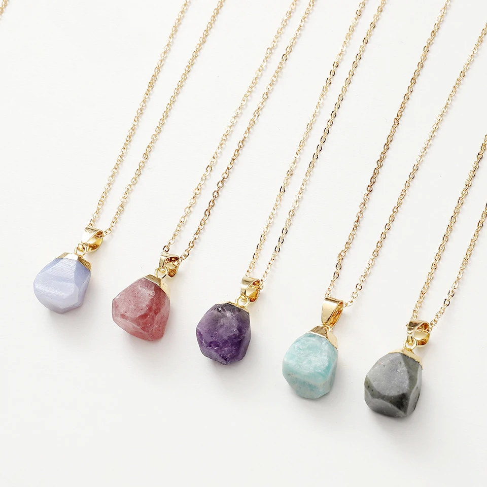 

Colorful Charm Pink Quartz Fluorite Irregular Faceted Natural Healing Stone Charms Crystal Pendant for DIY Necklace Jewelry, Mixed color