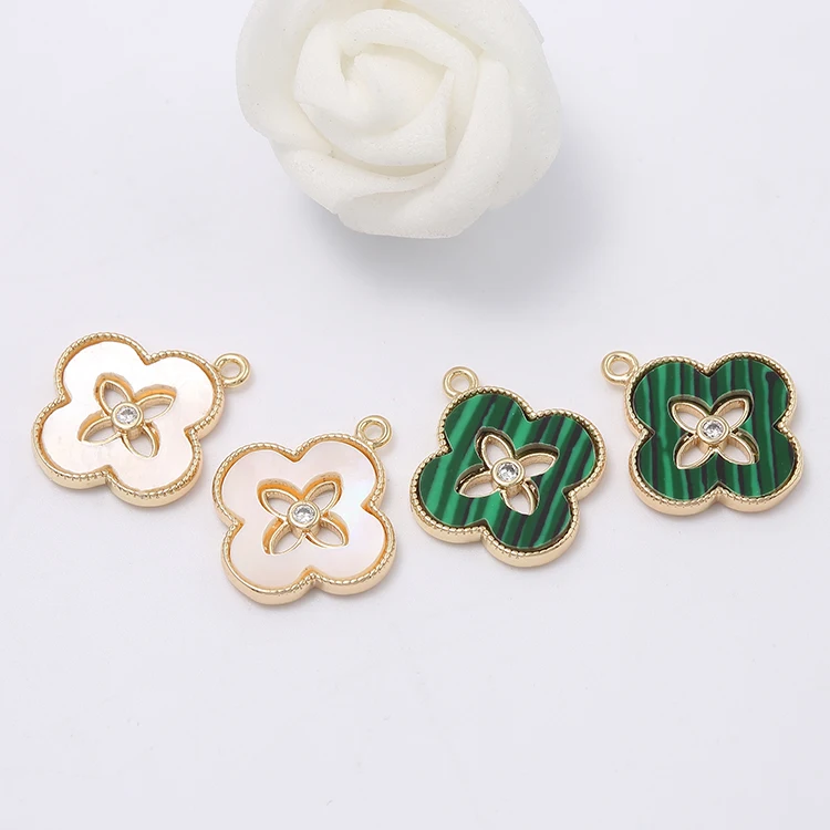 

Wholesale 14K Gold Plated Four-leaf Clover Charm for Diy Jewelry