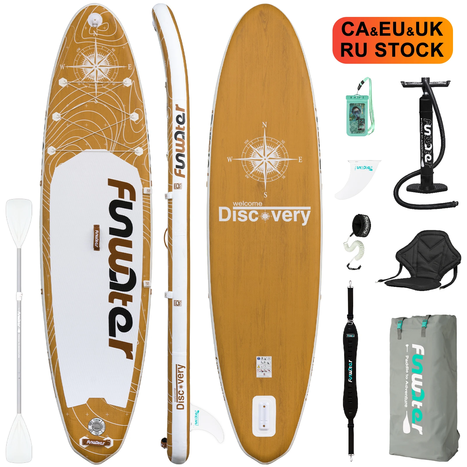 

FUNWATER Dropshipping OEM sup inflatable wood style paddle board 20psi sup board custom buy cheap surf boards