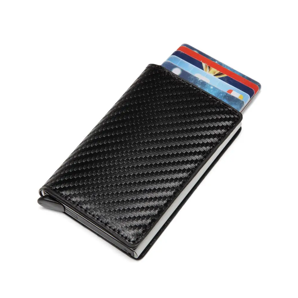 

PU Folding RFID Blocking Minimalist Metal Money Clip PU Slim Business Credit Card Holder Wallet