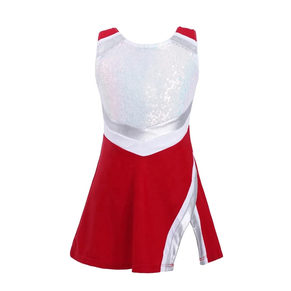 

2Pcs Kids Gym Outfit Shiny Sequins Adorned Bodice Dress with Shorts Set For Girls Dance Sport 4-14Y