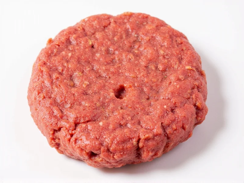 Homemade burger patty with thumbprint indentation