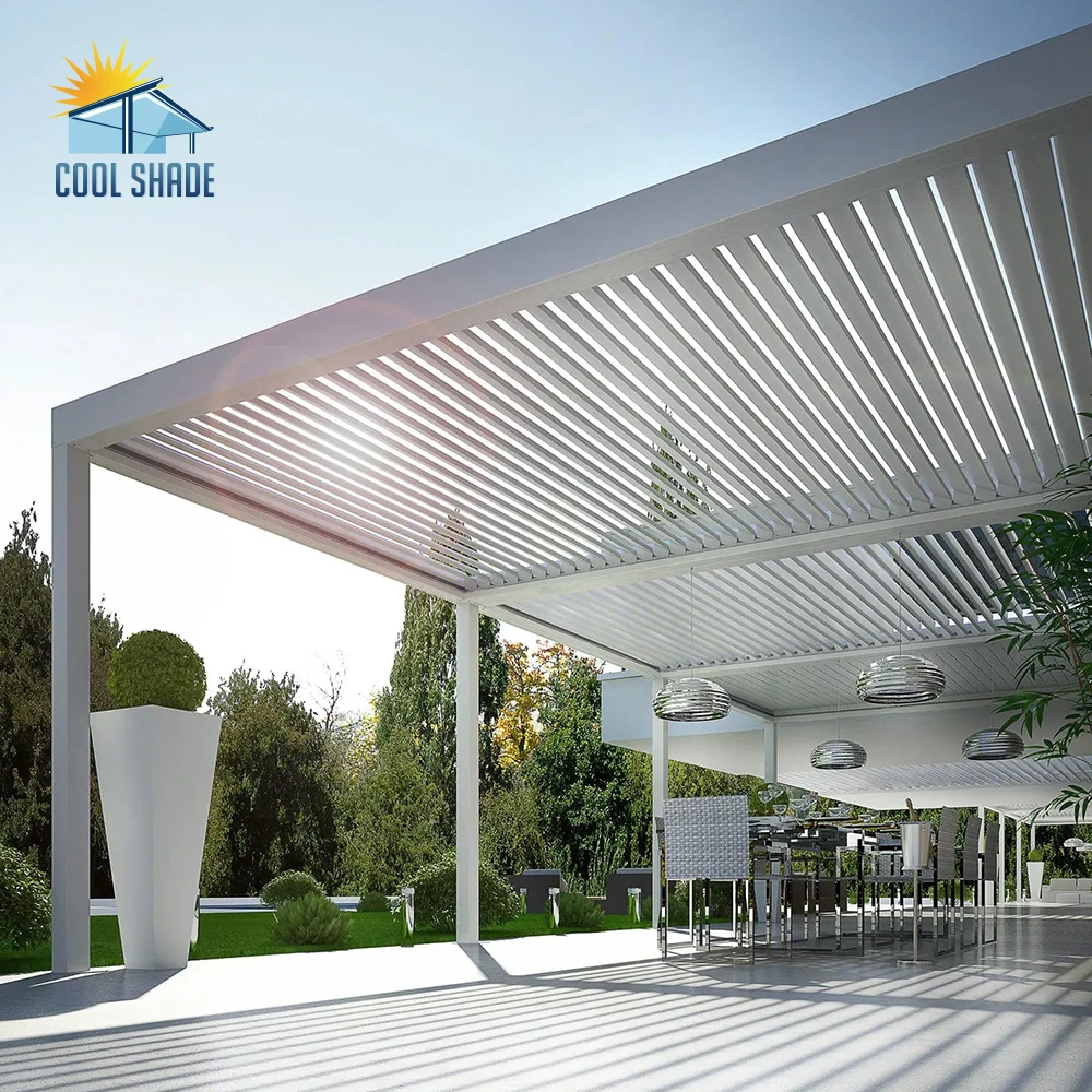 

Waterproof Motorized Louvered Roof Outdoor Gazebo Garden Aluminium Bioclimatic Pergola, Refer to ral colors swatch or customized colors available