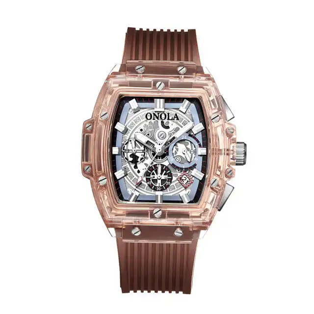 

Luxury Luminous Quartz Watche For Kids Hollow out Pointer Watch dial Relojes Ladies Tonneau Shaped Mens 3ATM Digital Watches, White/black/brown